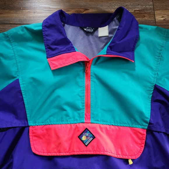 Woolrich Vintage 90s Colorblock Neon Windbreaker Sigmet Gear XL - Picture 2 of 9